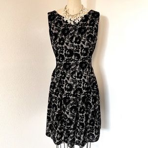Vintage Inspired Under Skies Black Velvet Floral Dress